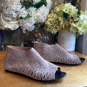 Sigerson Morrison Slash Flat Peep Toe Bootie in Suede